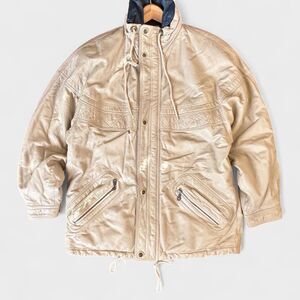 Vintage Wilsons Leather Thinsulate Jacket Men’s M Beige Bomber Parka Coat 90s